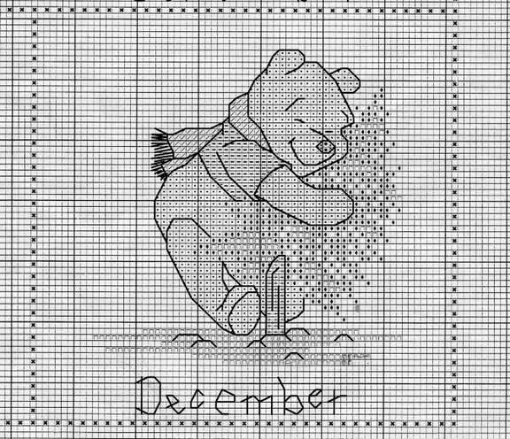 Schema punto croce Calendario winnie dicembre