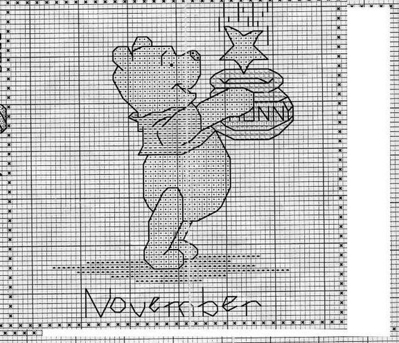 Schema punto croce Calendario winnie novembre