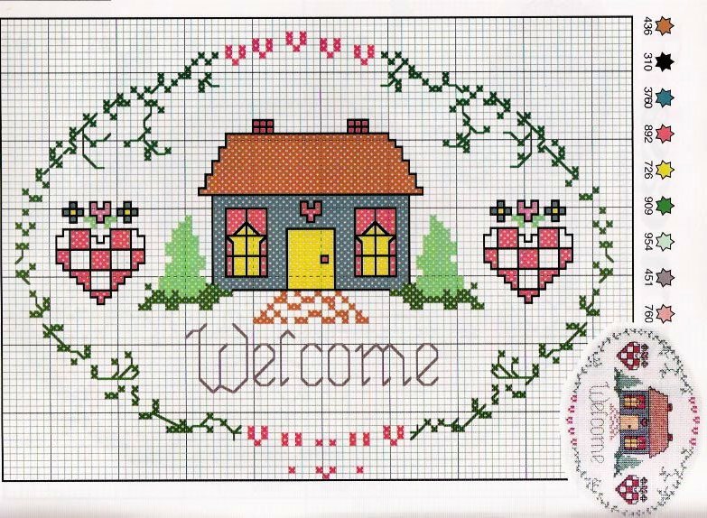 Schema punto croce Casetta welcome