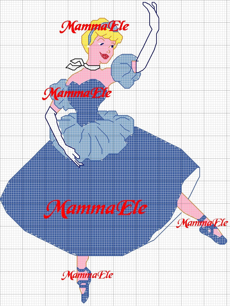 Schema punto croce Cenerentola ballerina