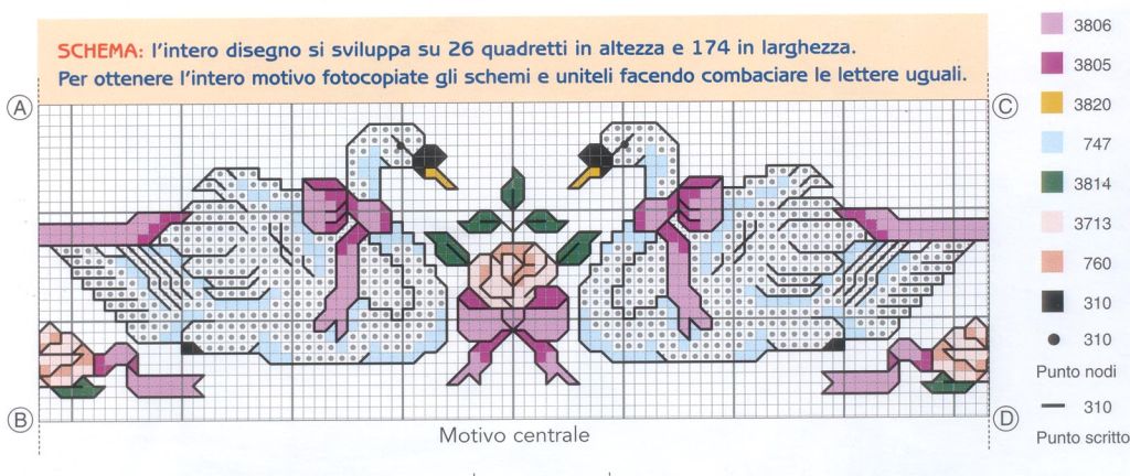 Schema punto croce Cigni coppia