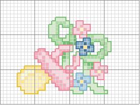 Schema punto croce Ciuccio rosa