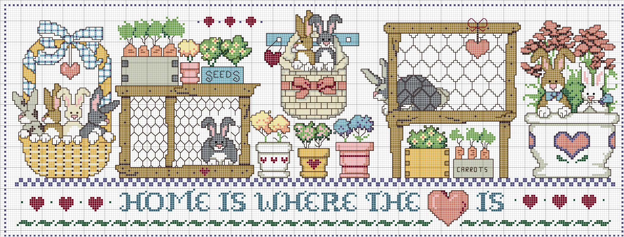 Schema punto croce Conigli country