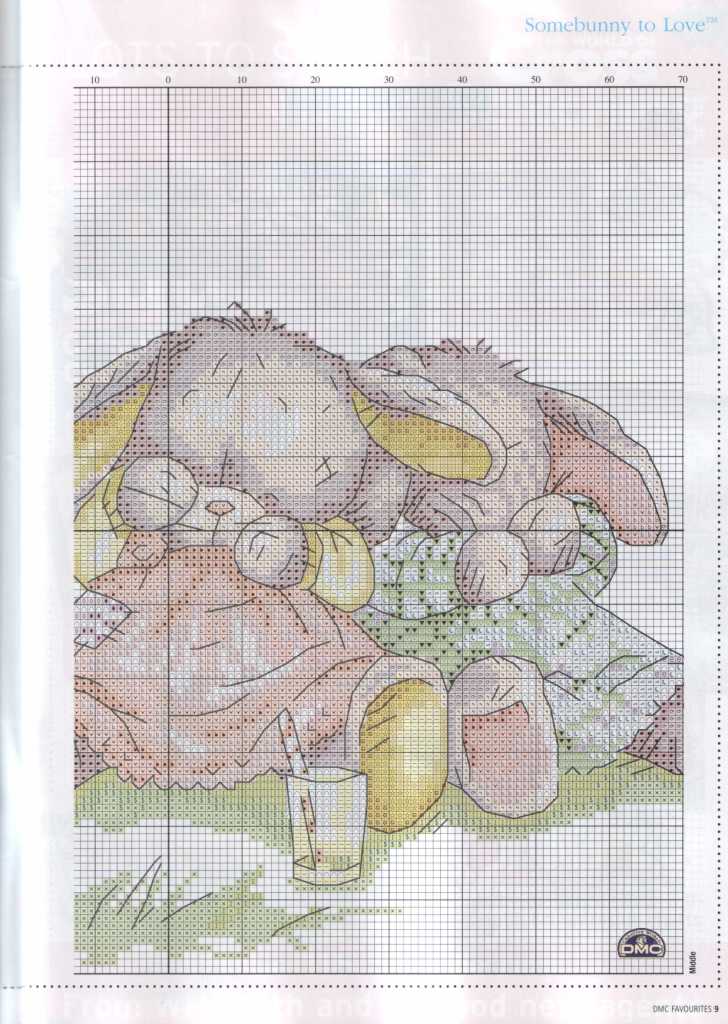 Schema punto croce Conigli estate 2