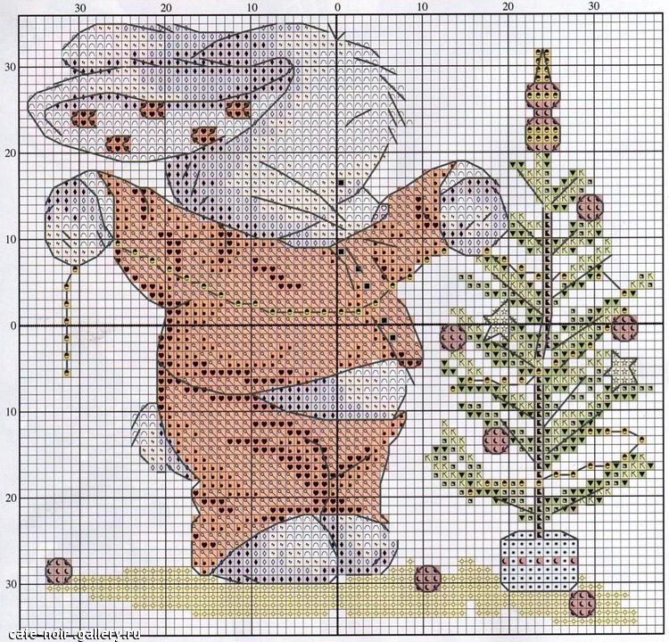 Schema punto croce Coniglio albero natale