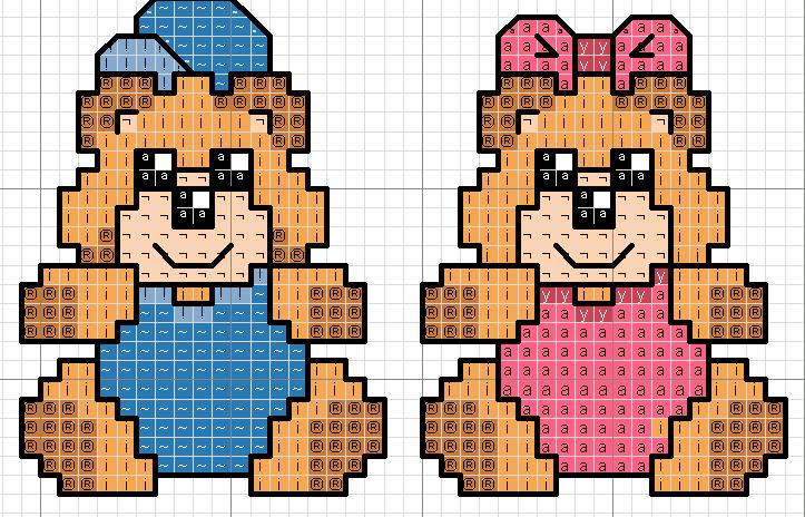 Schema punto croce Coppia orsetti