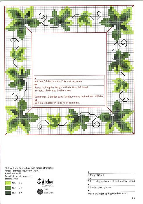 Schema punto croce Cornice edera
