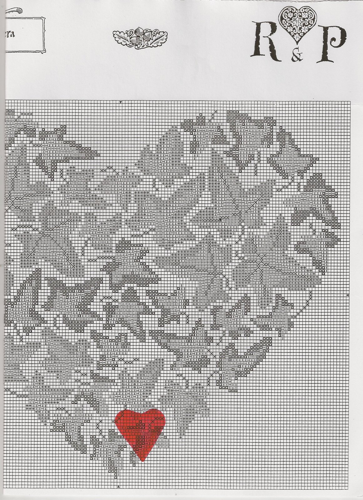 Schema punto croce Cuore foglie 2