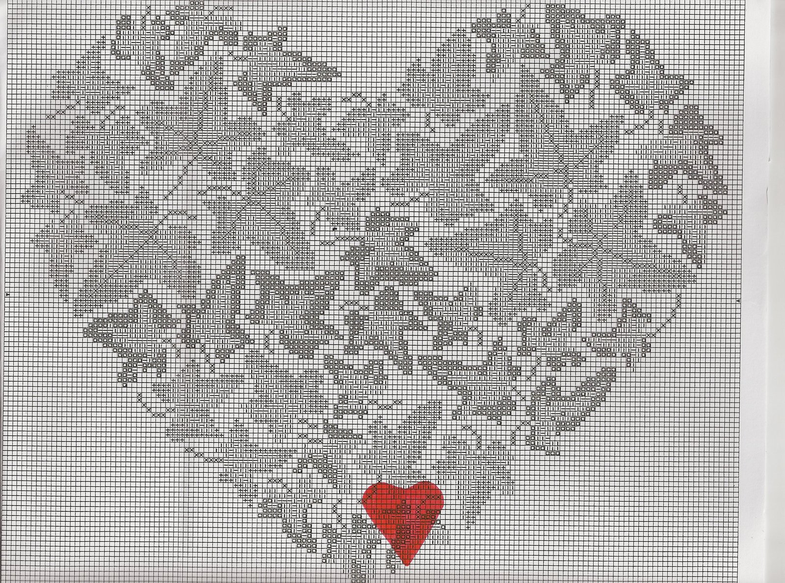 Schema punto croce Cuore foglie