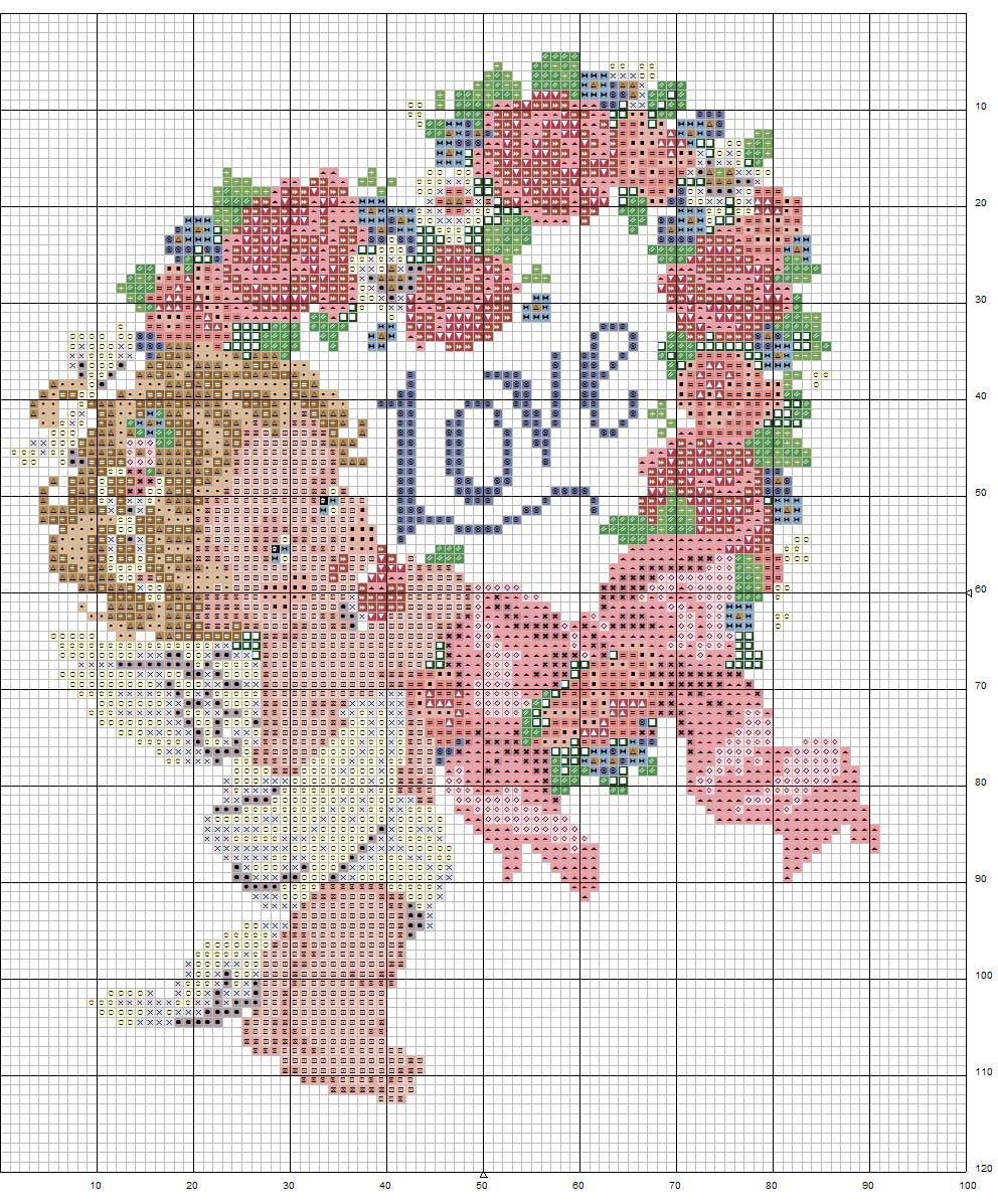 Schema punto croce Cuore ghirlanda