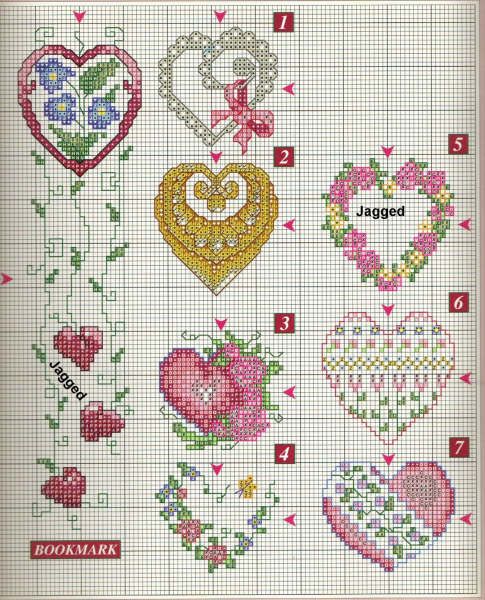 Schema punto croce Cuori diversi