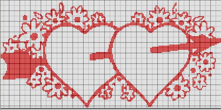Schema punto croce Cuori freccia