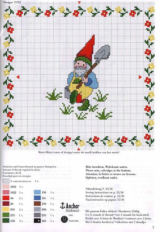 Schema punto croce Cuscini gnomi 1