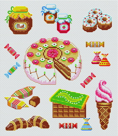 Schema punto croce Dolciumi