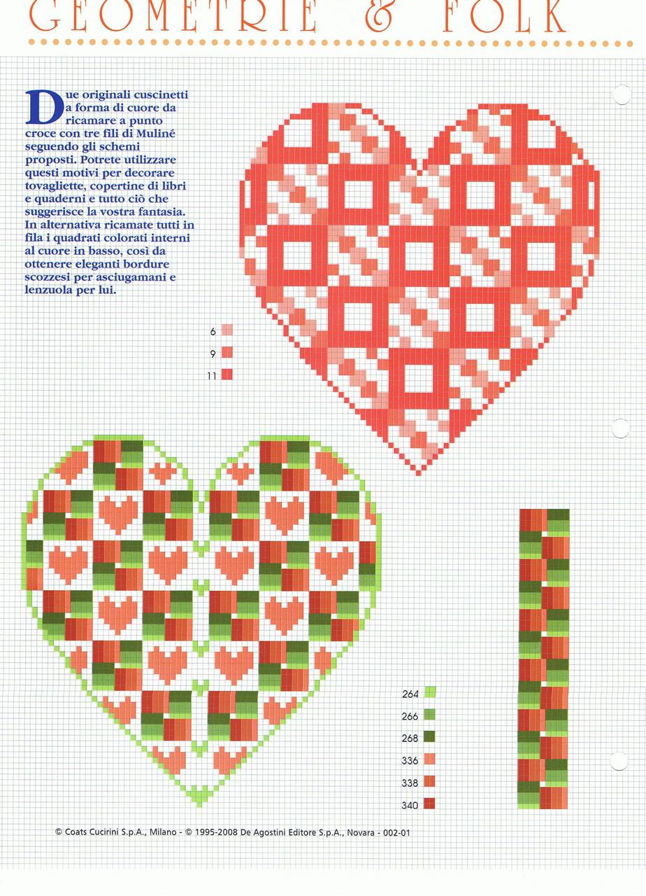 Schema punto croce Due cuori