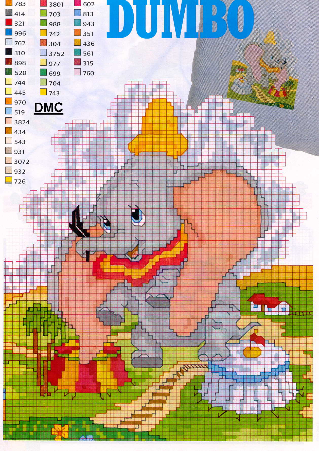 Schema punto croce Dumbo baby