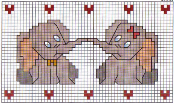 Schema punto croce Elefanti coppia