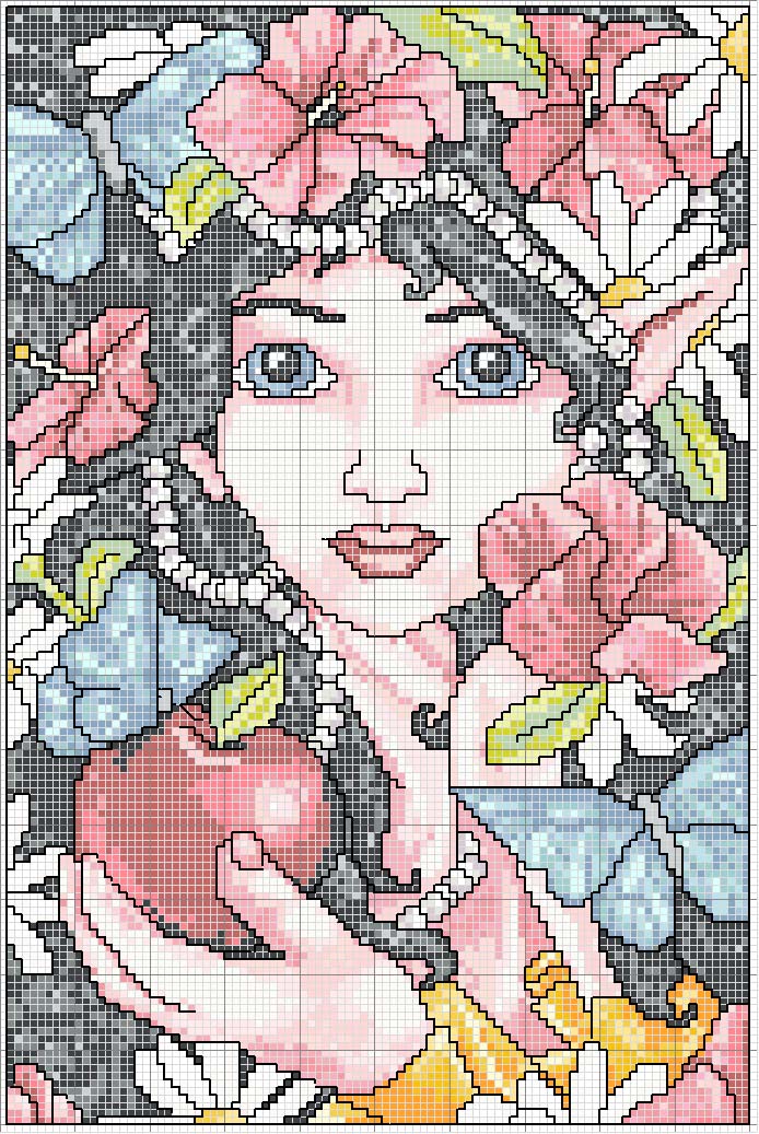 Schema punto croce Elfa manzana