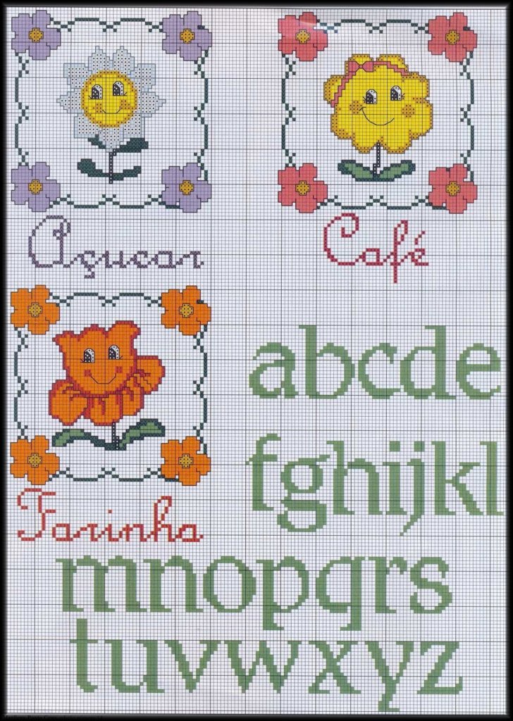 Schema punto croce Etichette fiorite 1