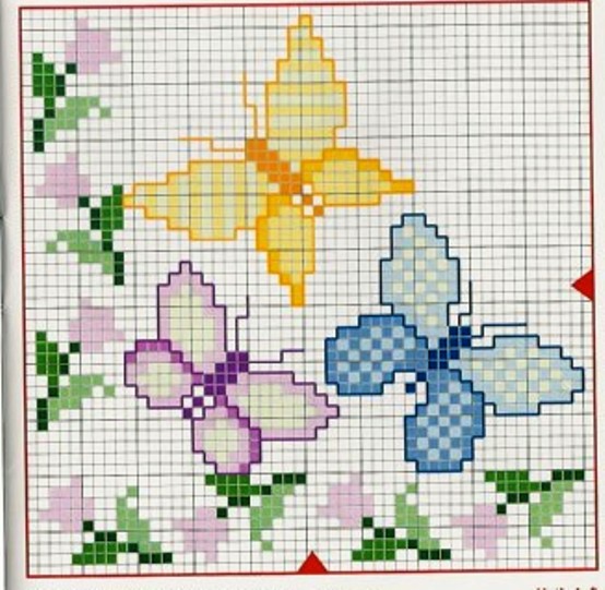Schema punto croce Farfalle in volo 2