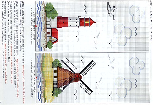 Schema punto croce Faro e mulino 2