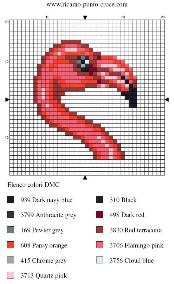 Schema punto croce Fenicottero
