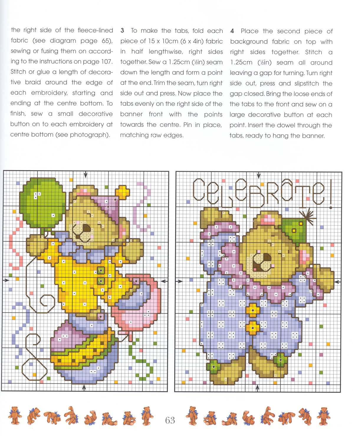 Schema punto croce Festa con orsetti