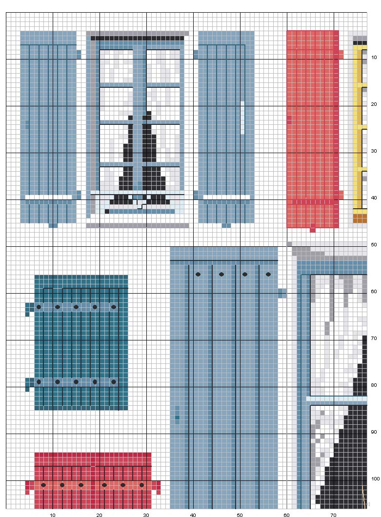 Schema punto croce Finestre sul mare 1