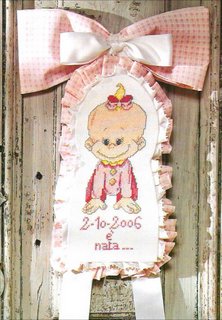 Schema punto croce Fiocco nascita 1