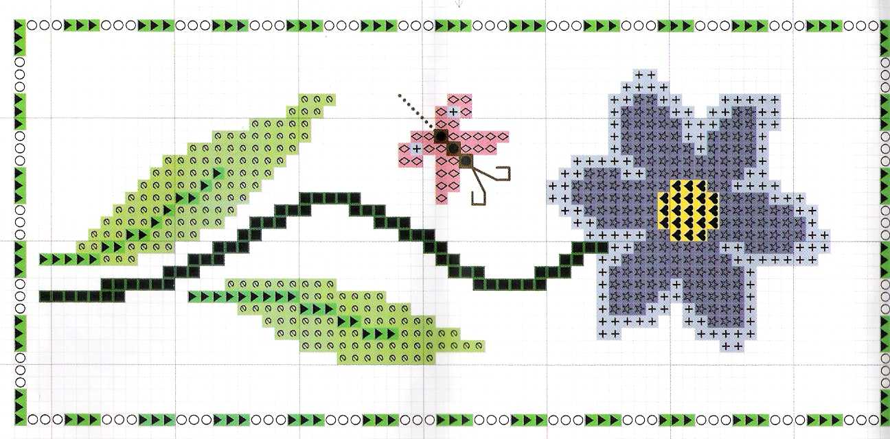 Schema punto croce Fiore blu 1
