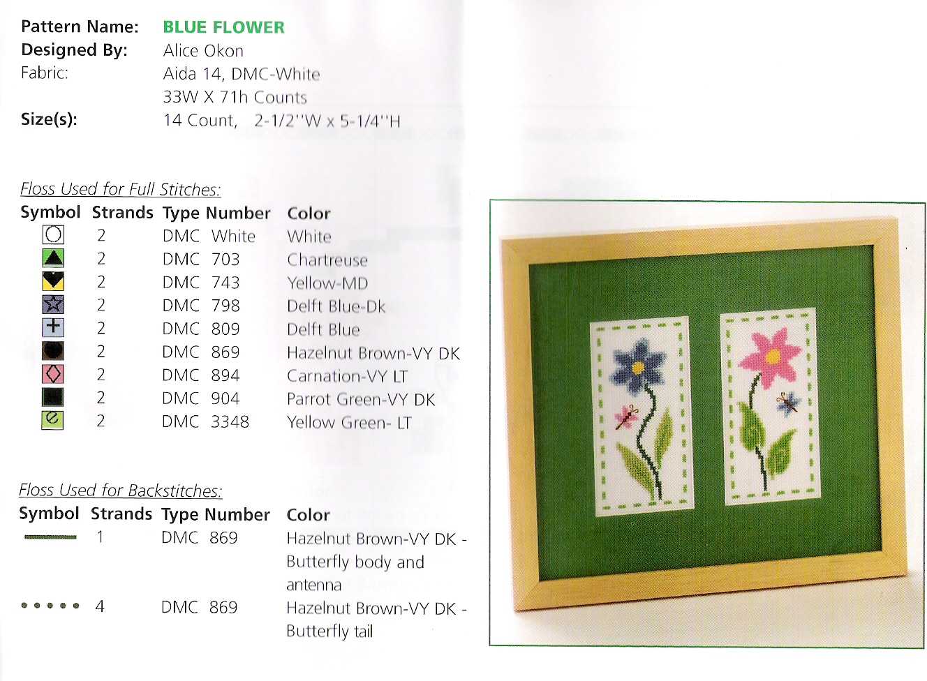 Schema punto croce Fiore blu 2