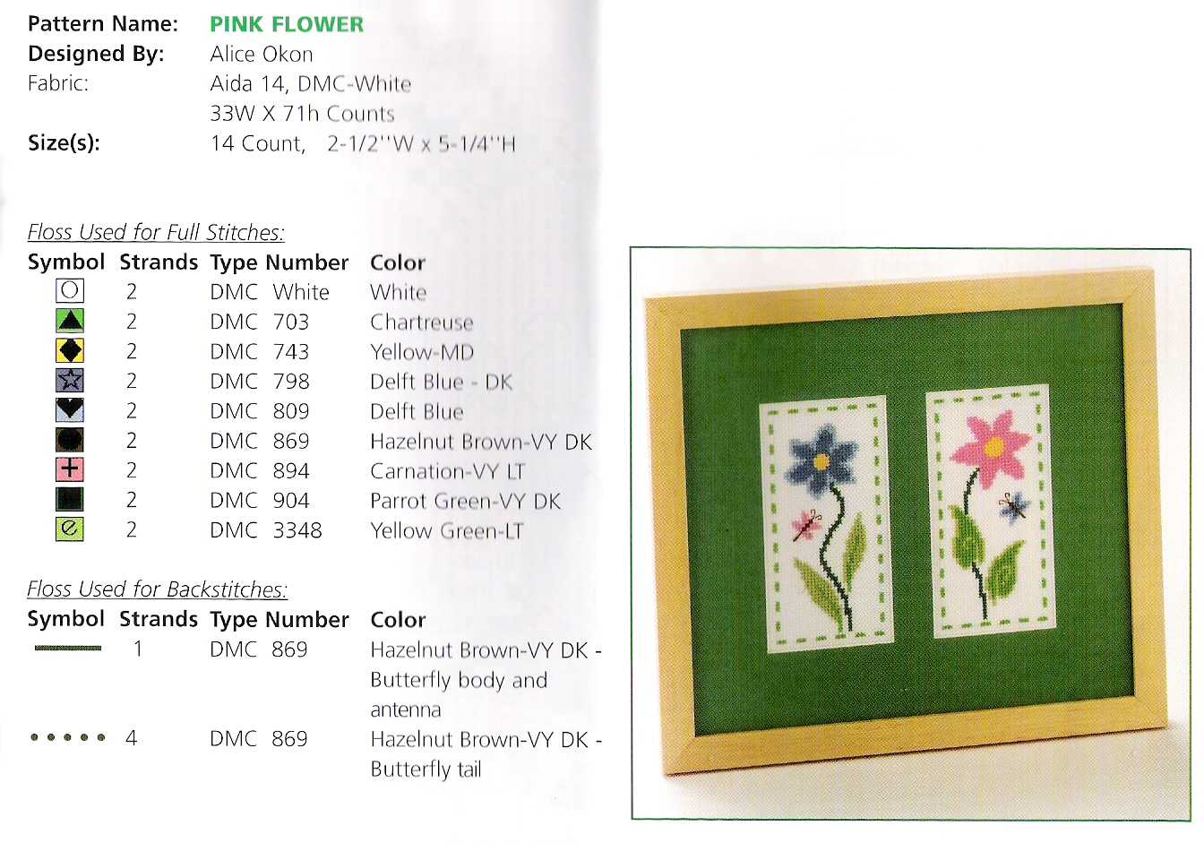 Schema punto croce Fiore rosa 2