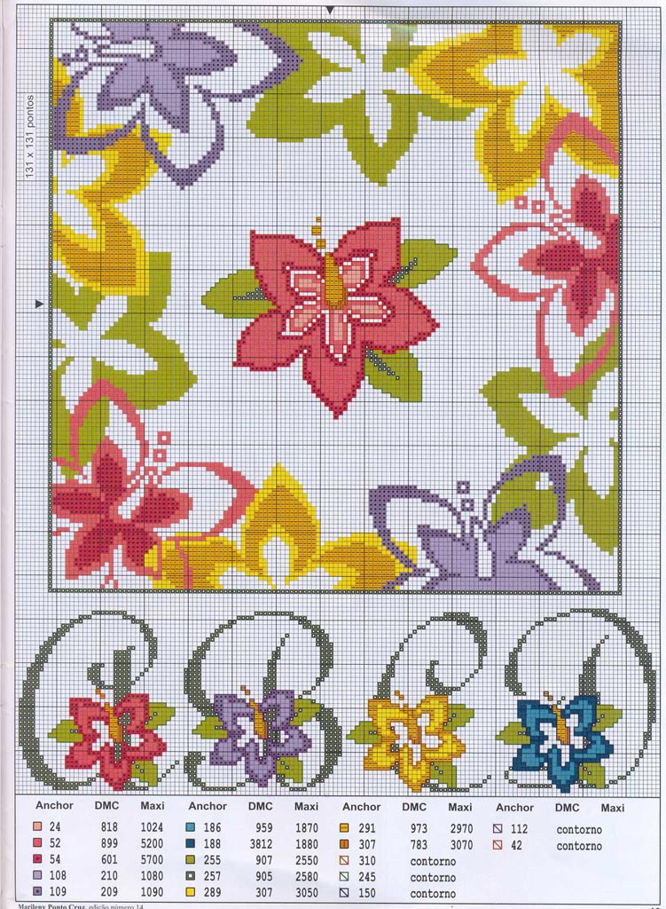 Schema punto croce Fiori 14