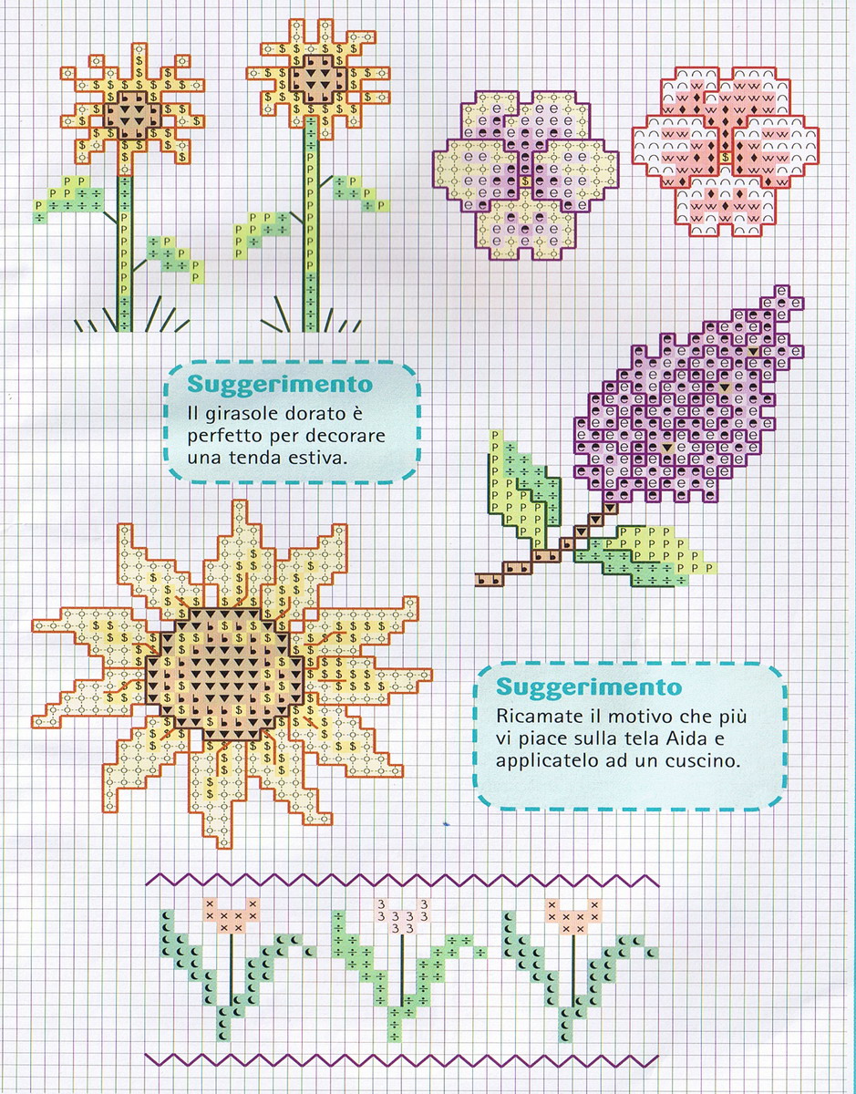 Schema punto croce Fiori 3