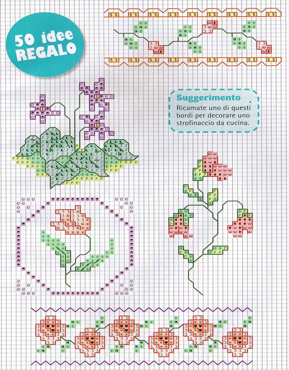 Schema punto croce Fiori 4