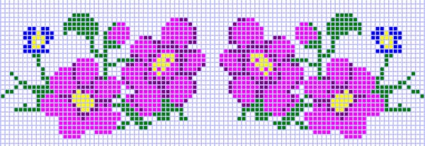 Schema punto croce Fiori viola