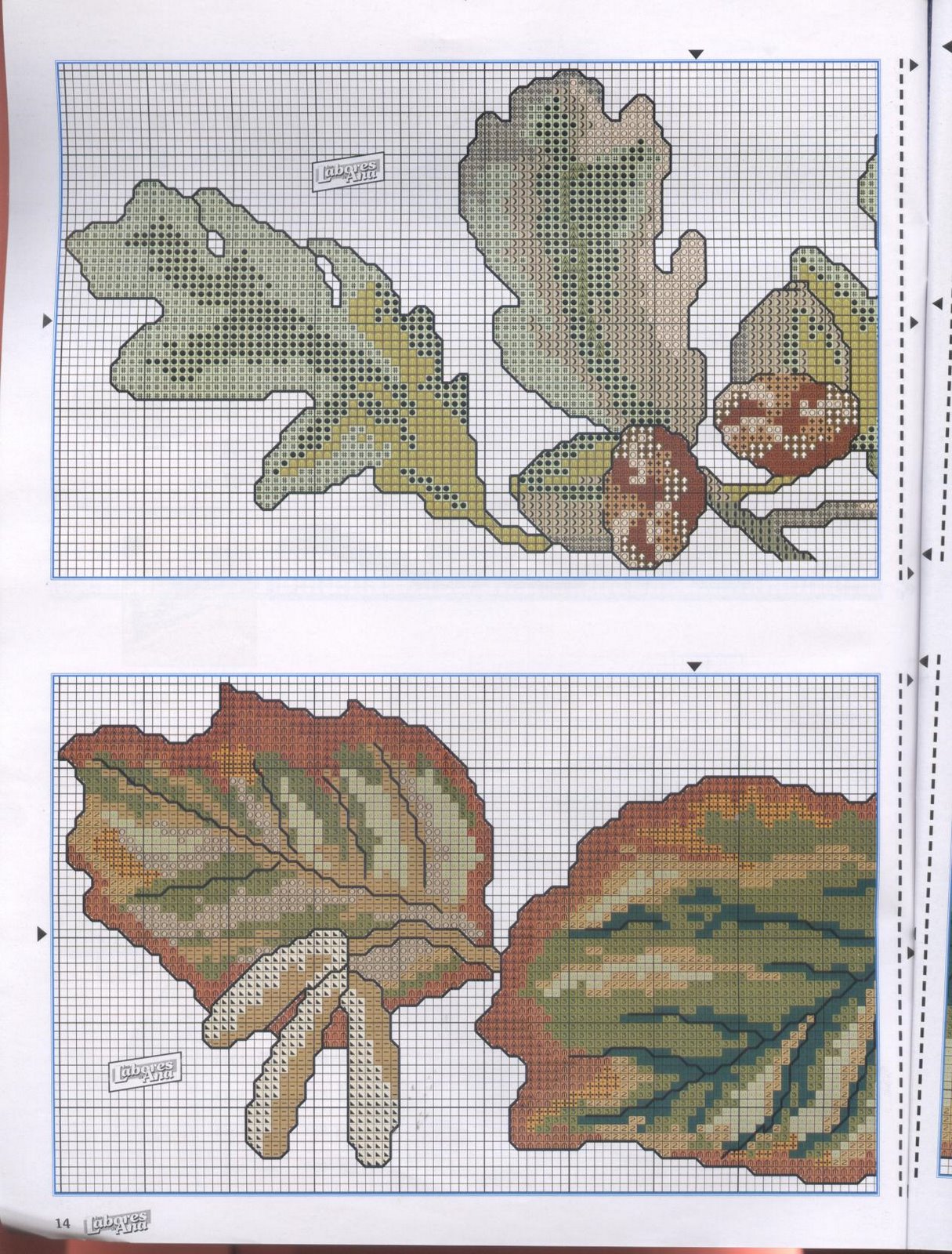 Schema punto croce Foglie 12