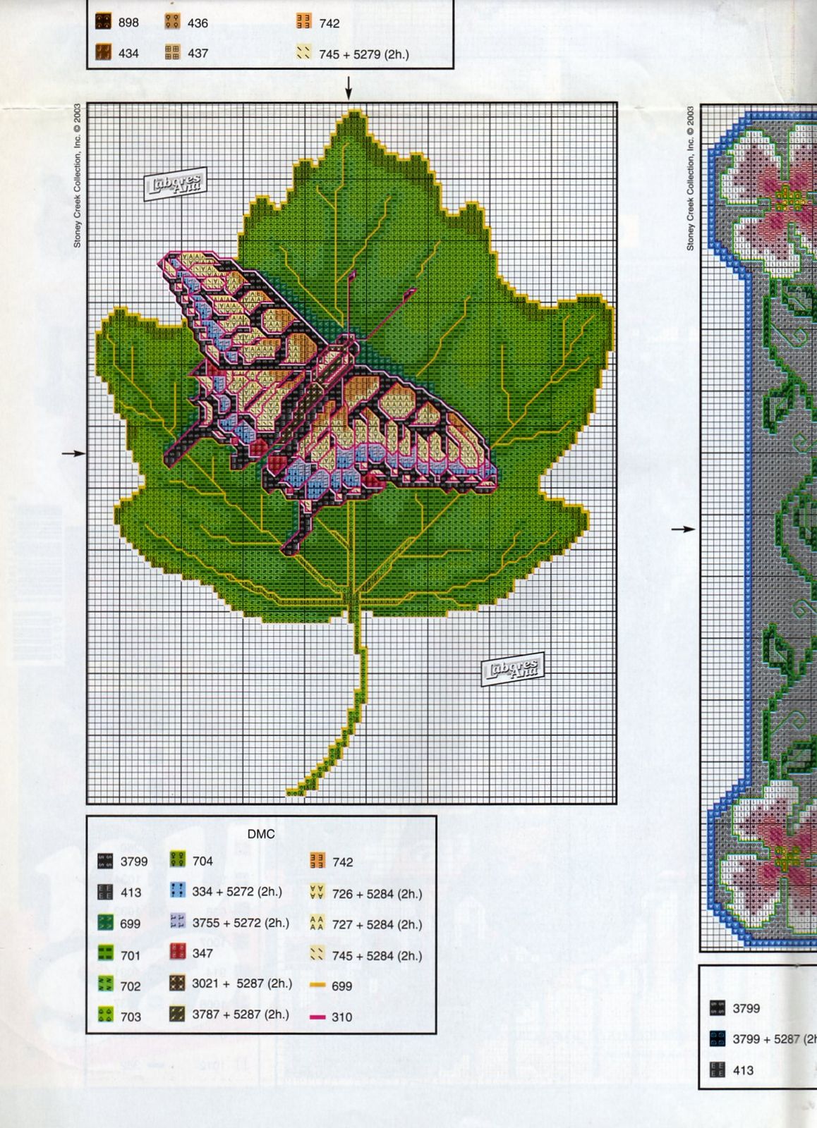 Schema punto croce Foglie 9