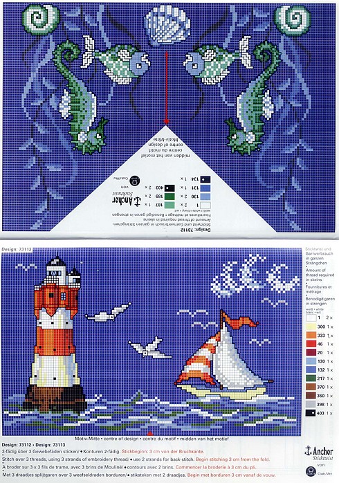 Schema punto croce Fondale e faro