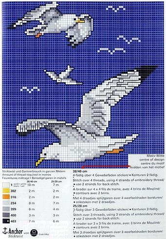Schema punto croce Gabbiani