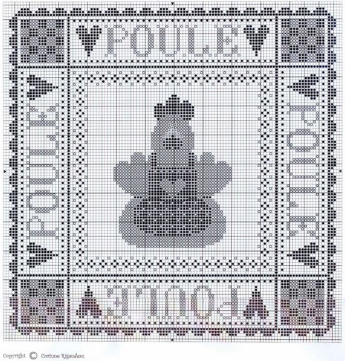 Schema punto croce Gallina casalinga 1