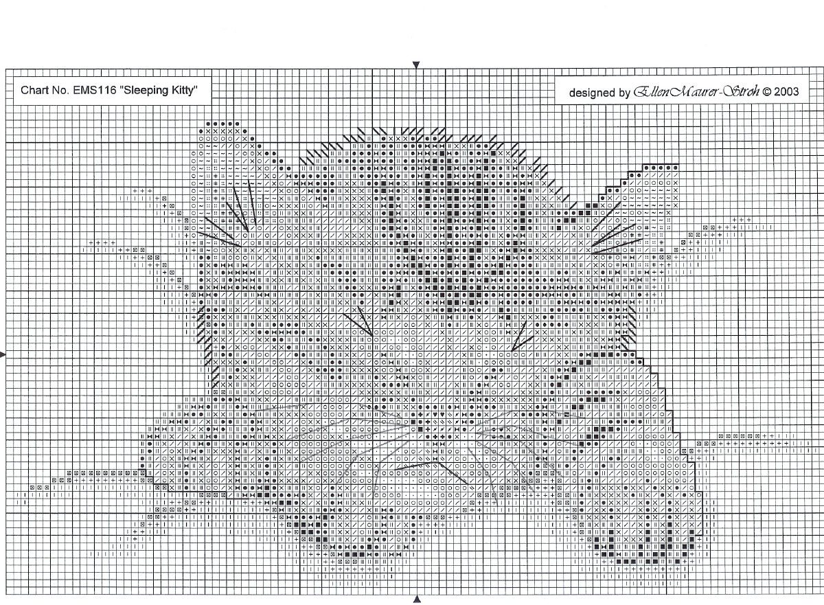 Schema punto croce Gattino nanna 1
