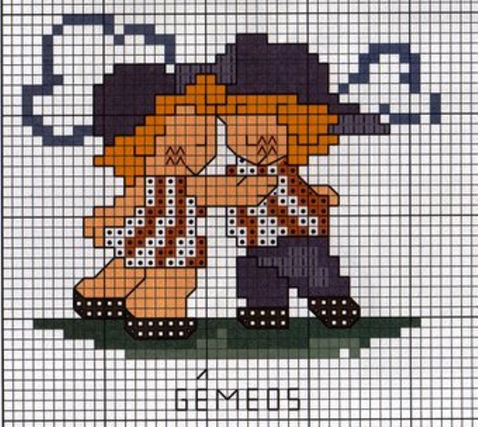 Schema punto croce Gemelli 3