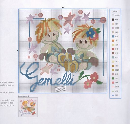 Schema punto croce Gemelli b