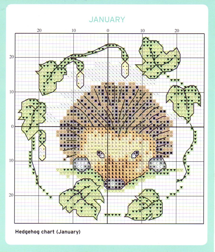 Schema punto croce Gennaio riccio