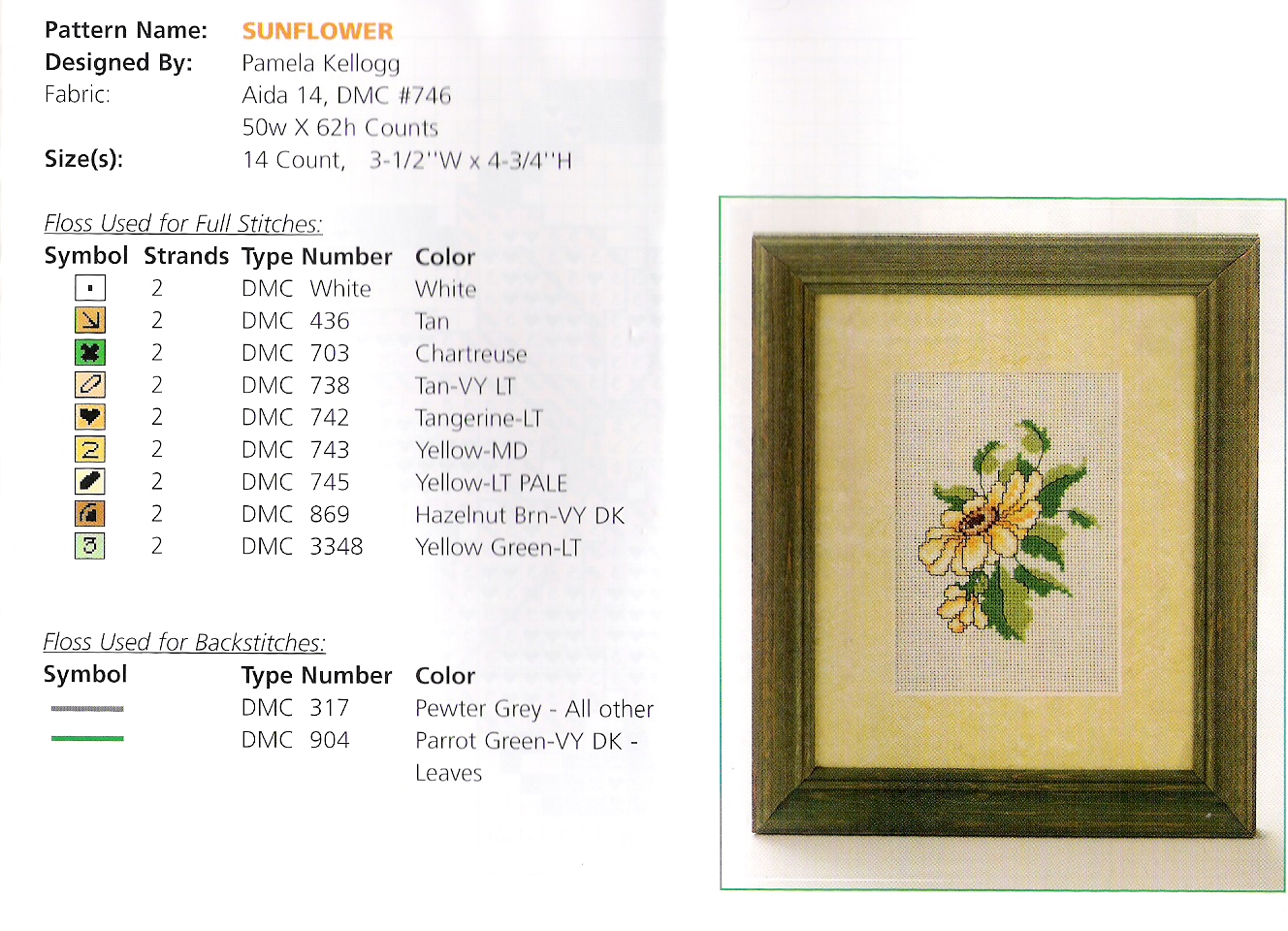 Schema punto croce Girasole 2