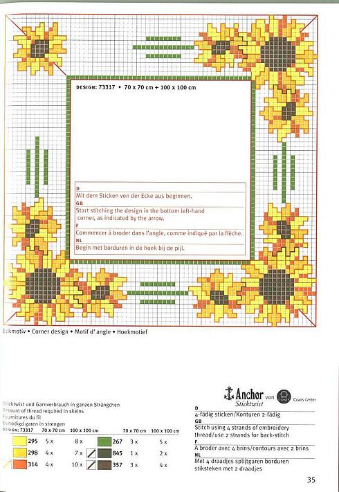 Schema punto croce Girasoli cornice