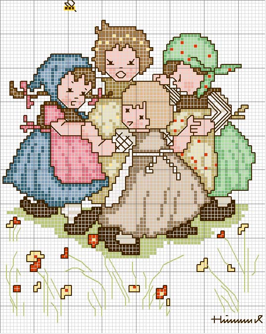 Schema punto croce Girotondo bimbi