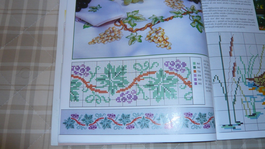 Schema punto croce Greca foglie uva