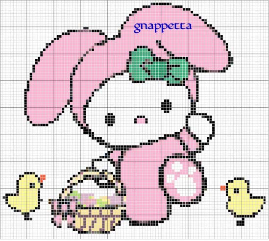 Schema punto croce Hello kitty pasqua